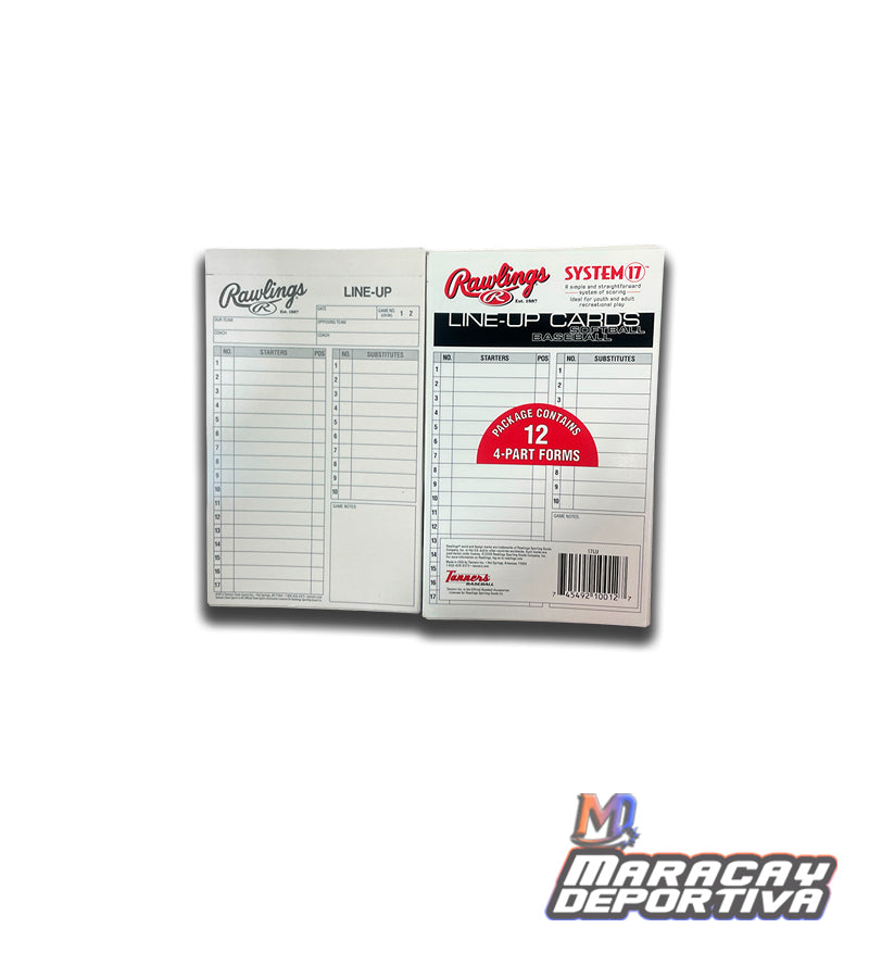 Libreta para Line Up Rawlings Beisbol