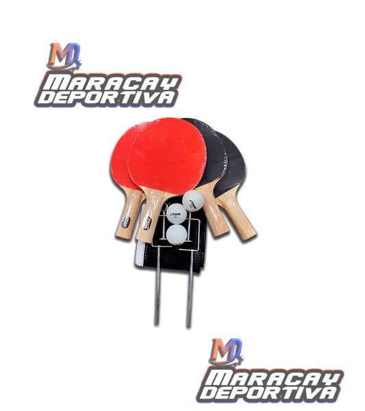 Set 4 Raqueta de Ping Pong con Pelotas Stiga