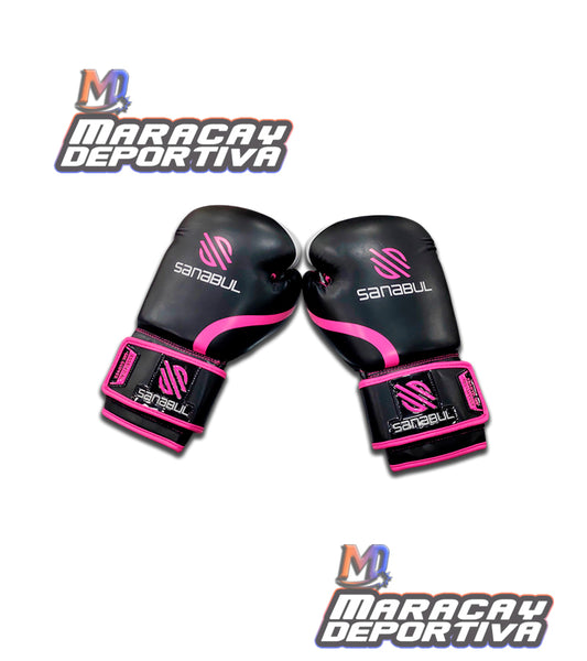 Guante Boxeo Negro Rosado 14 Oz