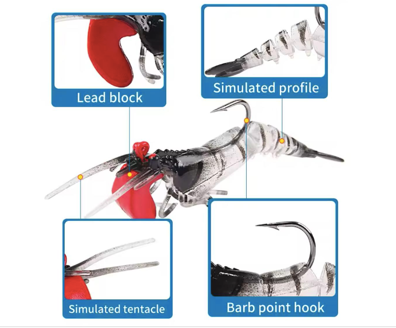 Señuelo de Camarones suaves 5 Pcs